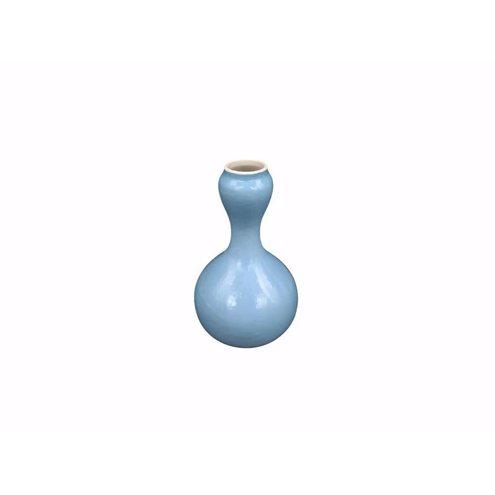 Vintage Chinese Robin Blue Porcelain Onion Head Shaped Vase